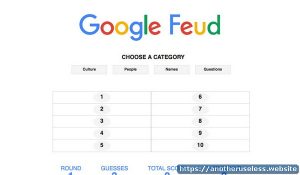googlefeud.com is a useless website you can find with the useless web button on Another Useless Website, the most pointless, useless websites